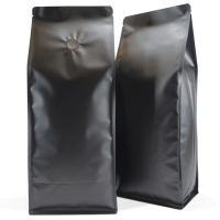 1kg Box Bottom Bag with Valve in Matte Black