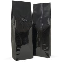 250g side gusset bag with valve in gloss black