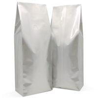 500g Side gusset bag with valve in gloss white